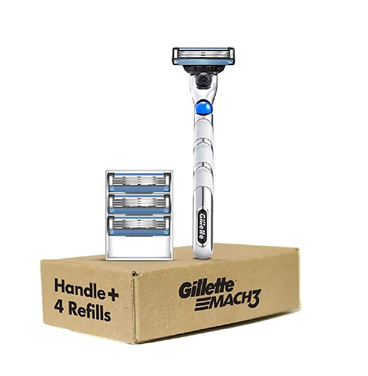 Gillette Mach3 Men's Razor Blade, 1 Handle with 4 Refill Cartridges