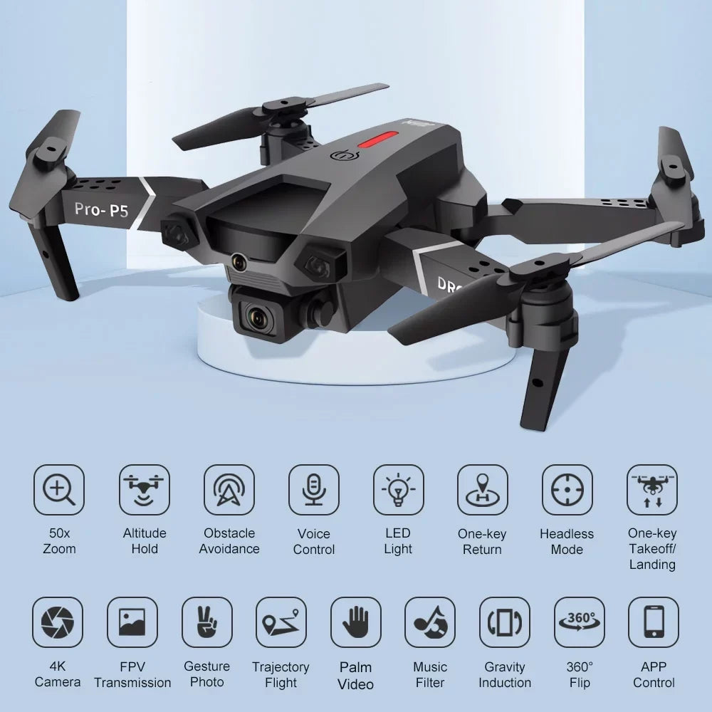 KROV Drone with 4K Dual Camera for Adults and Kids, Foldable Mini Drone Beginners Toys with 3 Batteries for boys 8 - 10 years, Toys Gifts for Kids Ages 7 8 9 10 11 12 13 14 Year Old