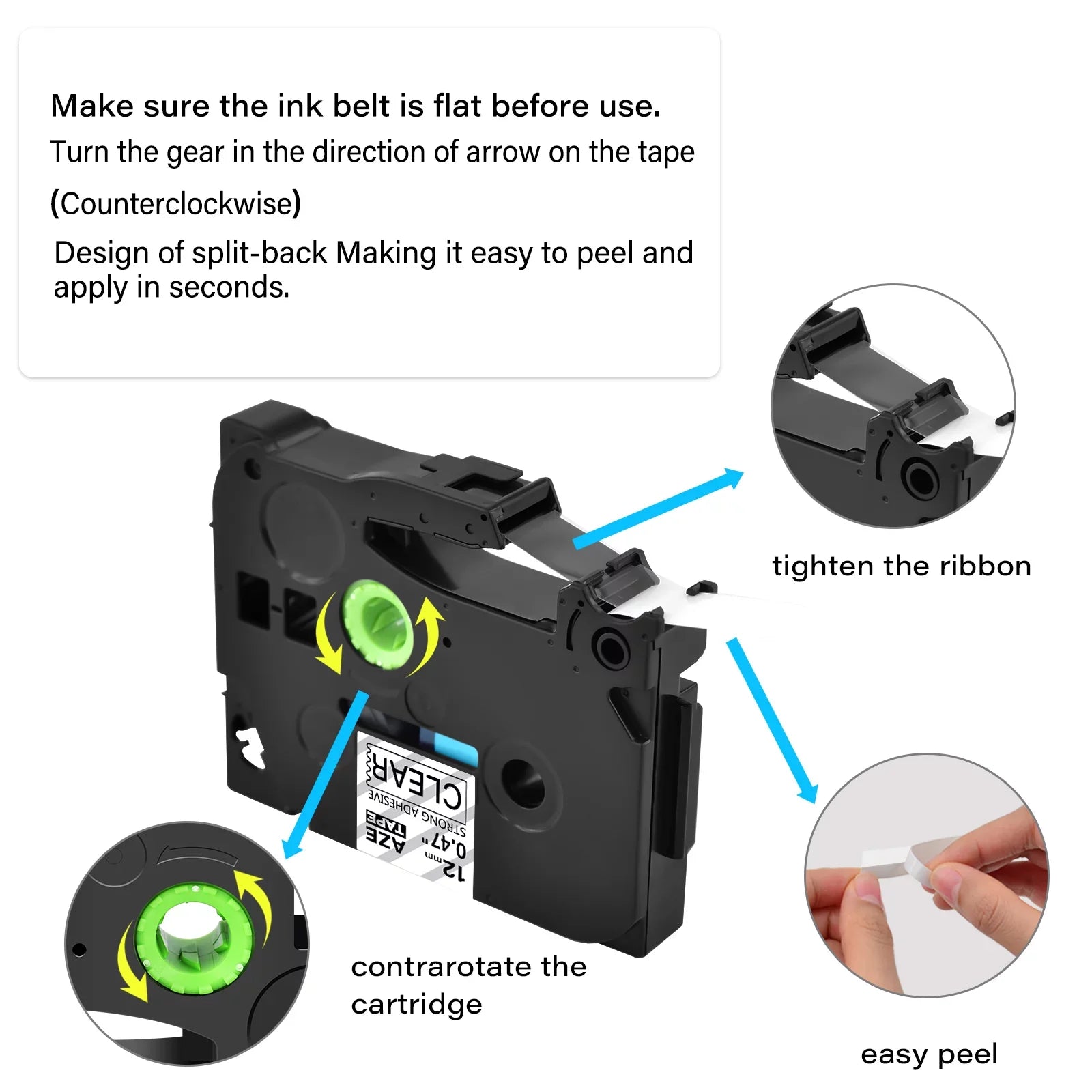 GREENCYCLE 30PK Compatible for Brother P-touch Ebony on Clear 12mm TZ TZe TZe-S131 TZ-S131 TZ-131 TZe-131 Extra Strength Laminated Label Tape