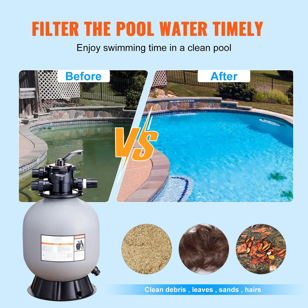 BENTISM Swimming Pool Sand Filter 19" Above Inground Sand Filter with 7-Way Valve