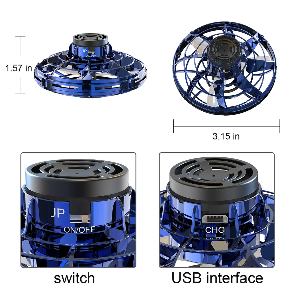 SAYFUT 2 Pack/Set Toys Hand Operated Drones Kids/Adults Scoot Hands Free Drone Helicopter, Easy Indoor Small Orb Flying Ball Drone Toys for Boys or Ebony