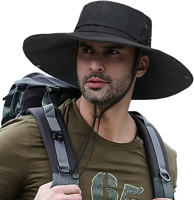 Sun Hat for Men, Super Wide Brim Fishing Hat Safari UPF50+ Bucket Boonie Cap for Gardening Hiking Camping