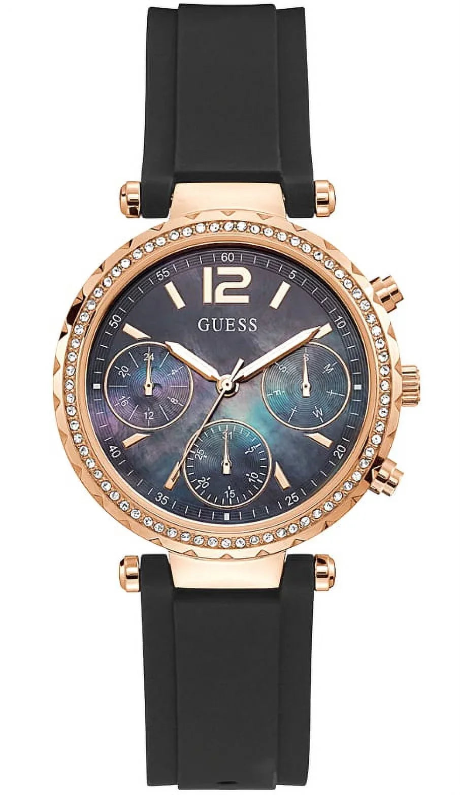 GUESS ROSE GOLD TONE CASE ROSE GOLD TONE SILICONE WATCH GW0113L2