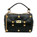 Pre-Owned Authenticated Valentino Medium Roman Stud Satchel Calf Leather Dark Unisex (Good)