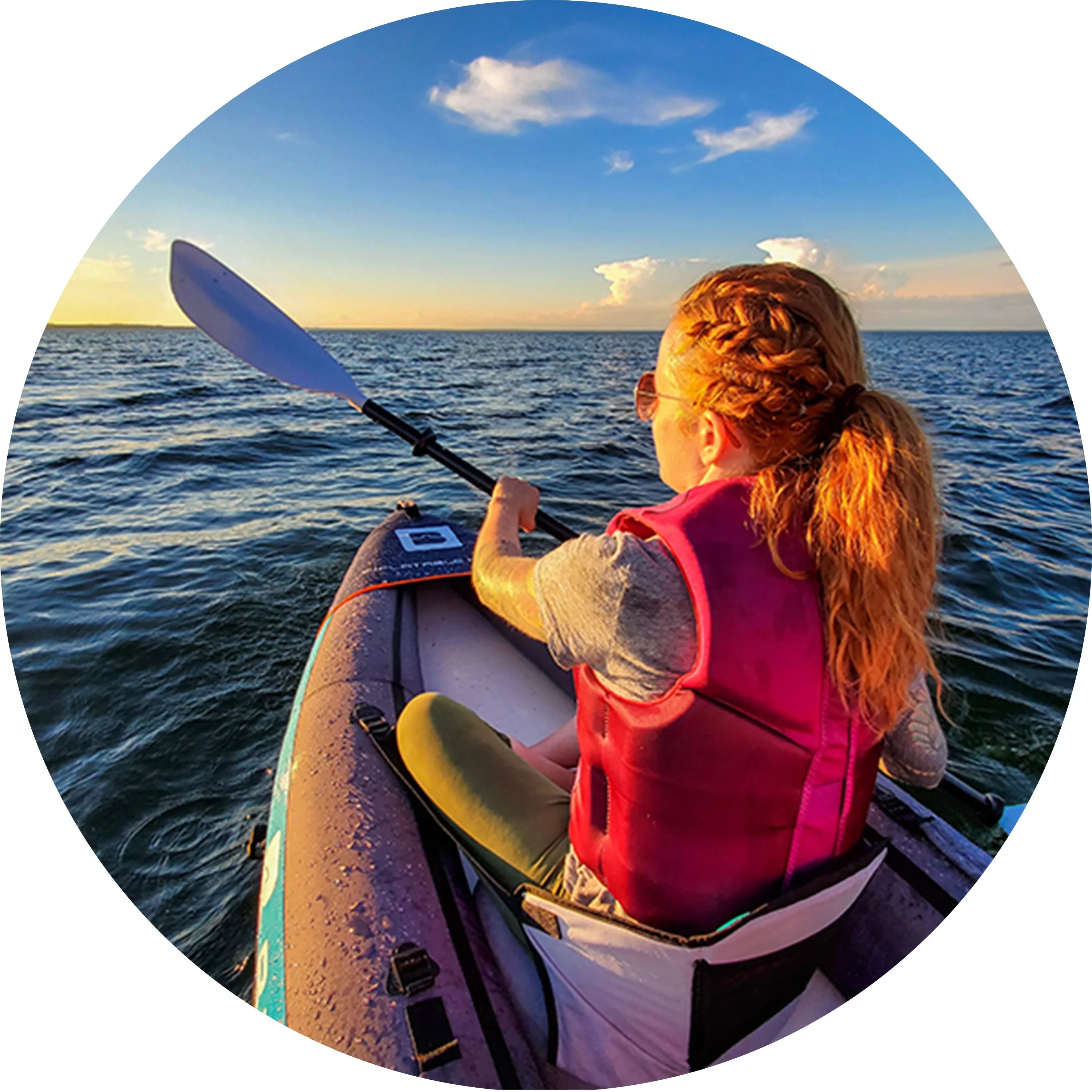 BRIGHT BLUE Inflatable Touring White Water Paddling Kayak 1-2 Persons sit-on with Paddles,Hand Pump,Backpack,Fins