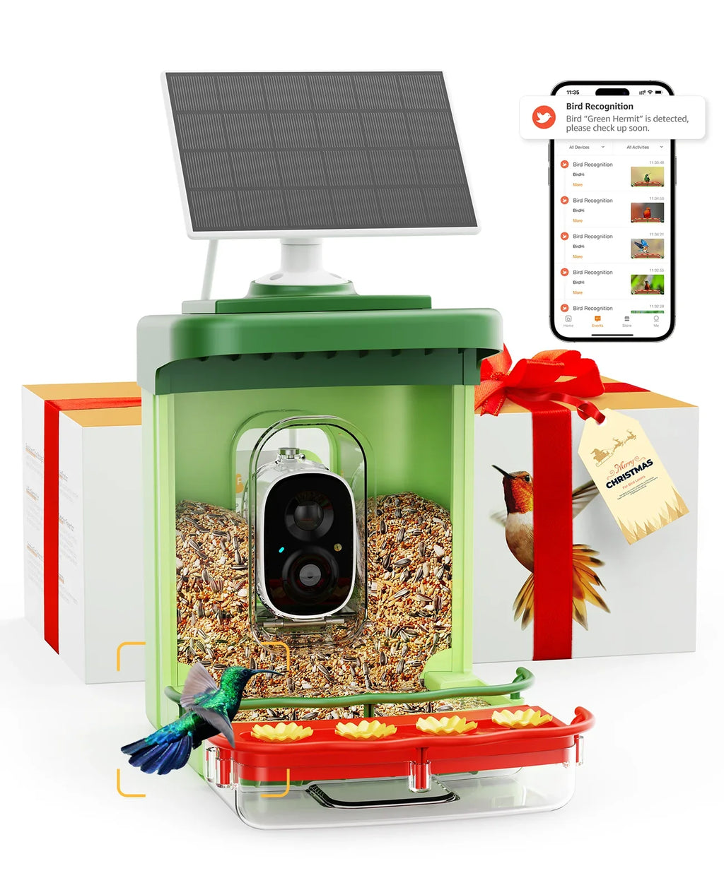 Bird Feeder with Camera, Hummingbird Camera 2 in 1 Feeders with AI Identify Bird Species, Auto Capture Unique Close-Ups of Birds with 3MP HD Camera, Ideal Gift for Anyone