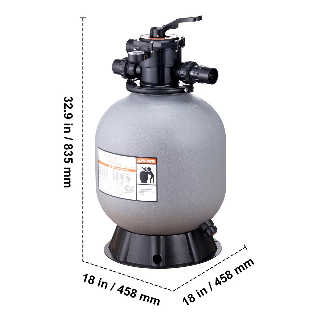 BENTISM Swimming Pool Sand Filter 19" Above Inground Sand Filter with 7-Way Valve