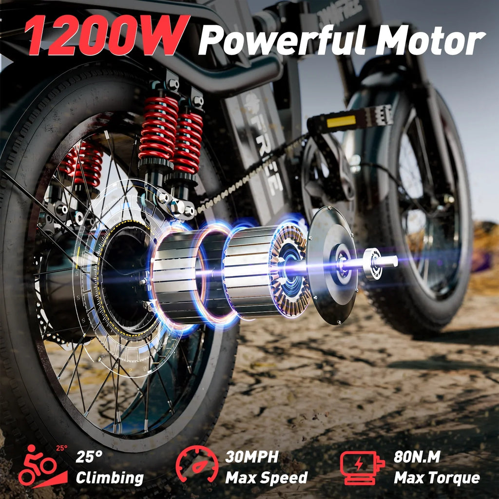 Electric Bike for Adults, 48V 20AH Folding E-Bike Easy Assemble, 16* Tire Commuter Bike 40Miles Range 330lbs Load, Full UL GCC Certified, Ebony Ebike T1