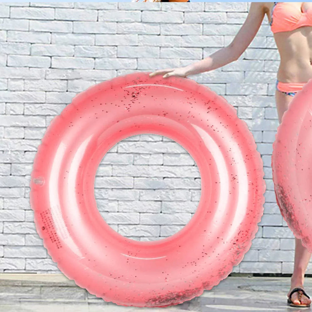 Alyvia Inflatable Rose Gold Pool Float with Glitter Inner Fun Beach Floaties, Swim Party Toys, Summer Pool Round Rings for Adults & Kids | 48 Inch