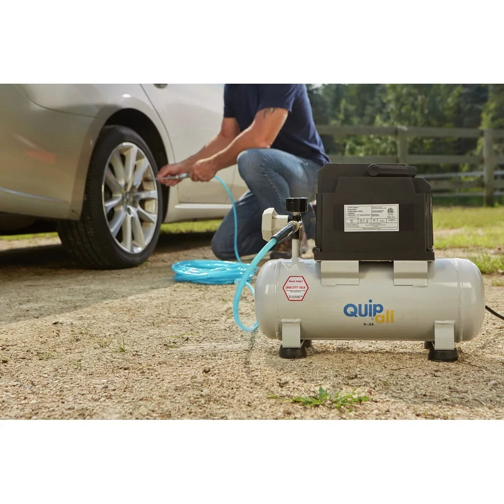 Quipall 2-.33 1/3 2 Gallon Oil-Free Hotdog Air Compressor