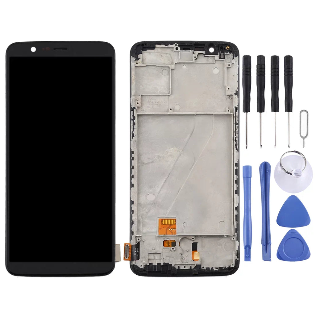 Cellphone Repair Parts For OnePlus 5T A5010 TFT Material LCD Screen and Digitizer Full Assembly with Frame Dark