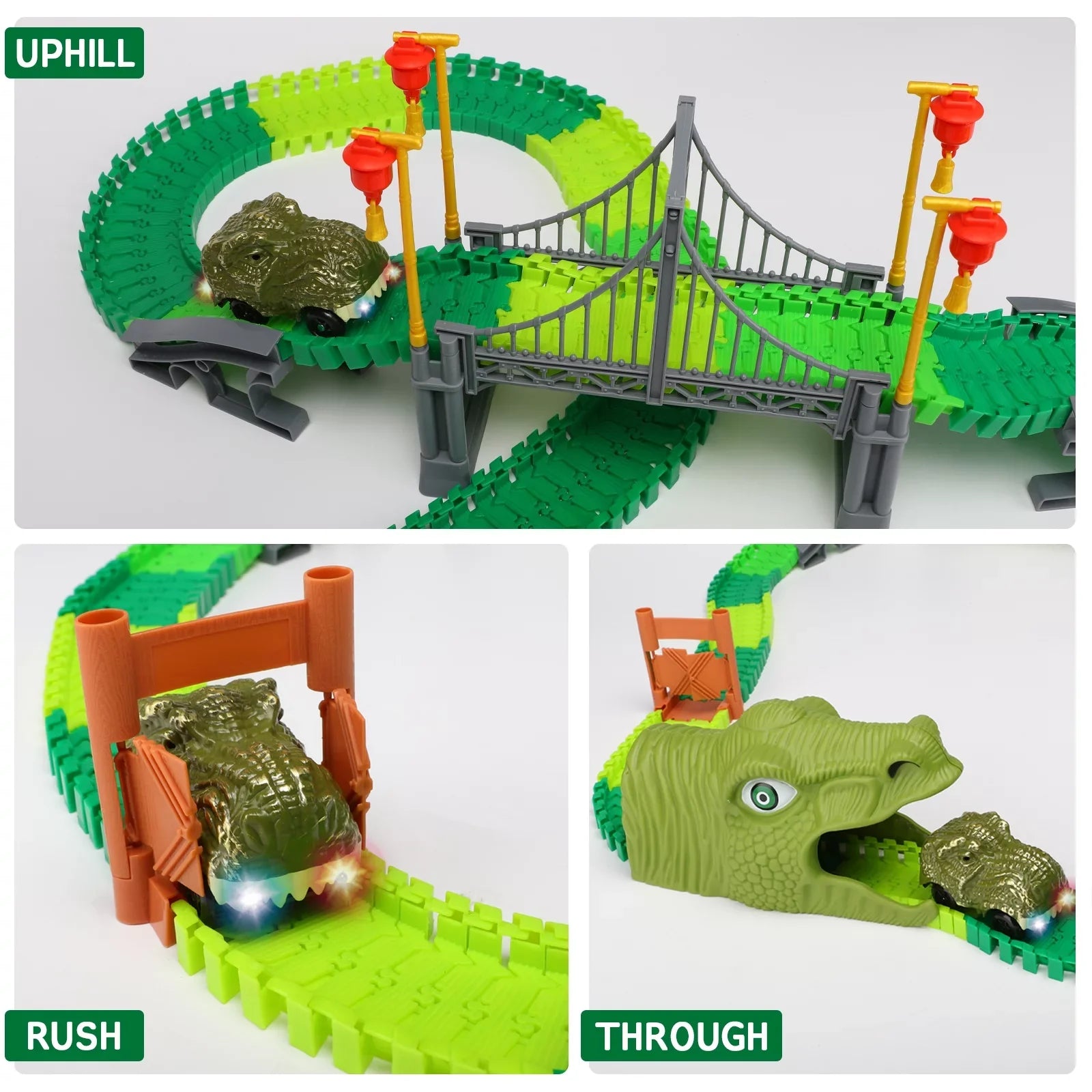 Beefunni Dinosaur Train Toys Road Race Track Set, Toddler Dinosaur World Toys Cars, Christmas Birthday Gifts for 2 3 4 5 6 7 8 Year Old Boys Girls