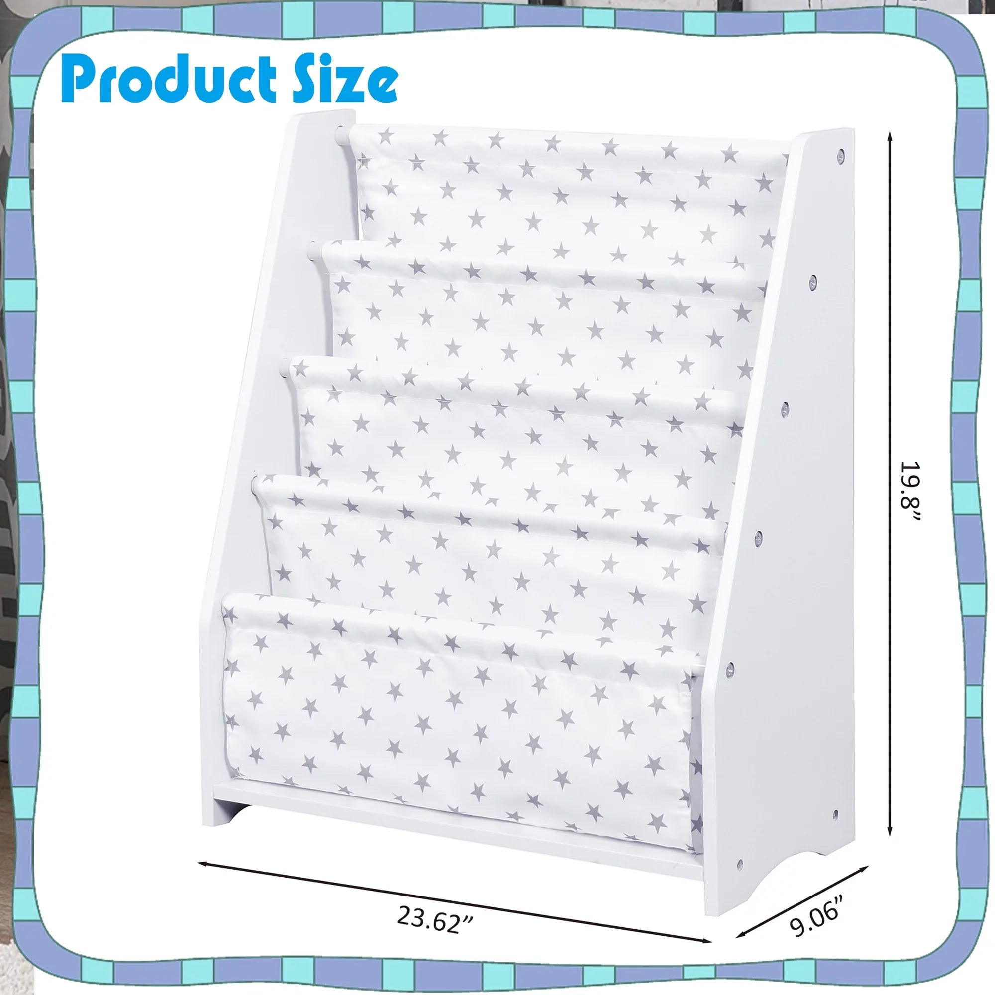 iRerts Kids Bookcase Wood Bookshelf and Storage for Toddler 4 Tier Book Organizer Classroom Bookshelf, White