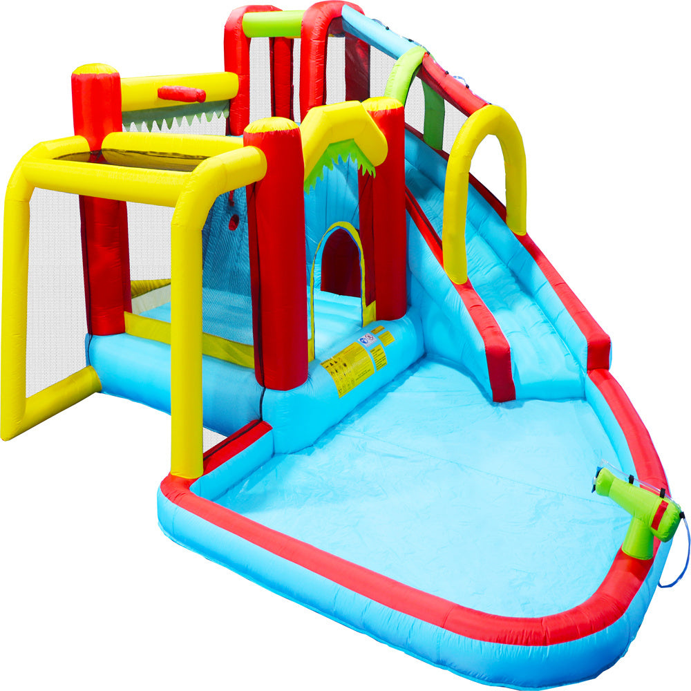 Inflatable Water Slide,7 in 1 Bounce House with Slide,Climbing Wall, Splash Pool, Basketball Rim,Outdoor Backyard Fun Toys for Kid,Blower Included