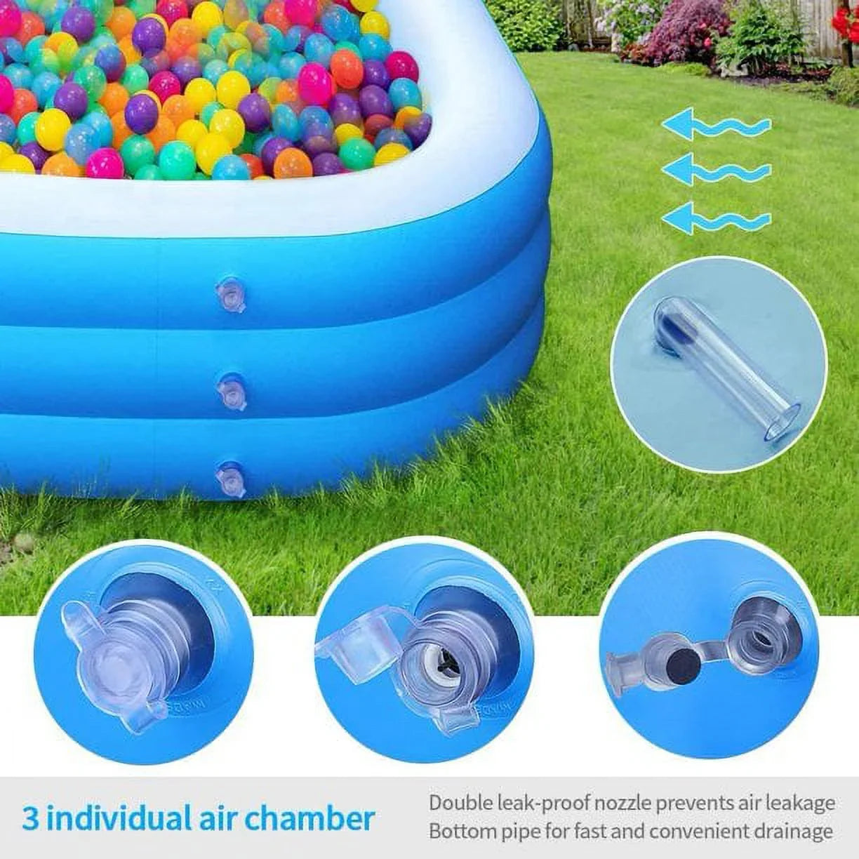 OTFitness Packable Inflatable Pools Swimming Pool for Kids and Adults, 120 X 72 X 22 inch Swimming Pool & Ball Pools for Babies, Toddlers, Outdoor, Backyard, Garden, Summer Pool Party