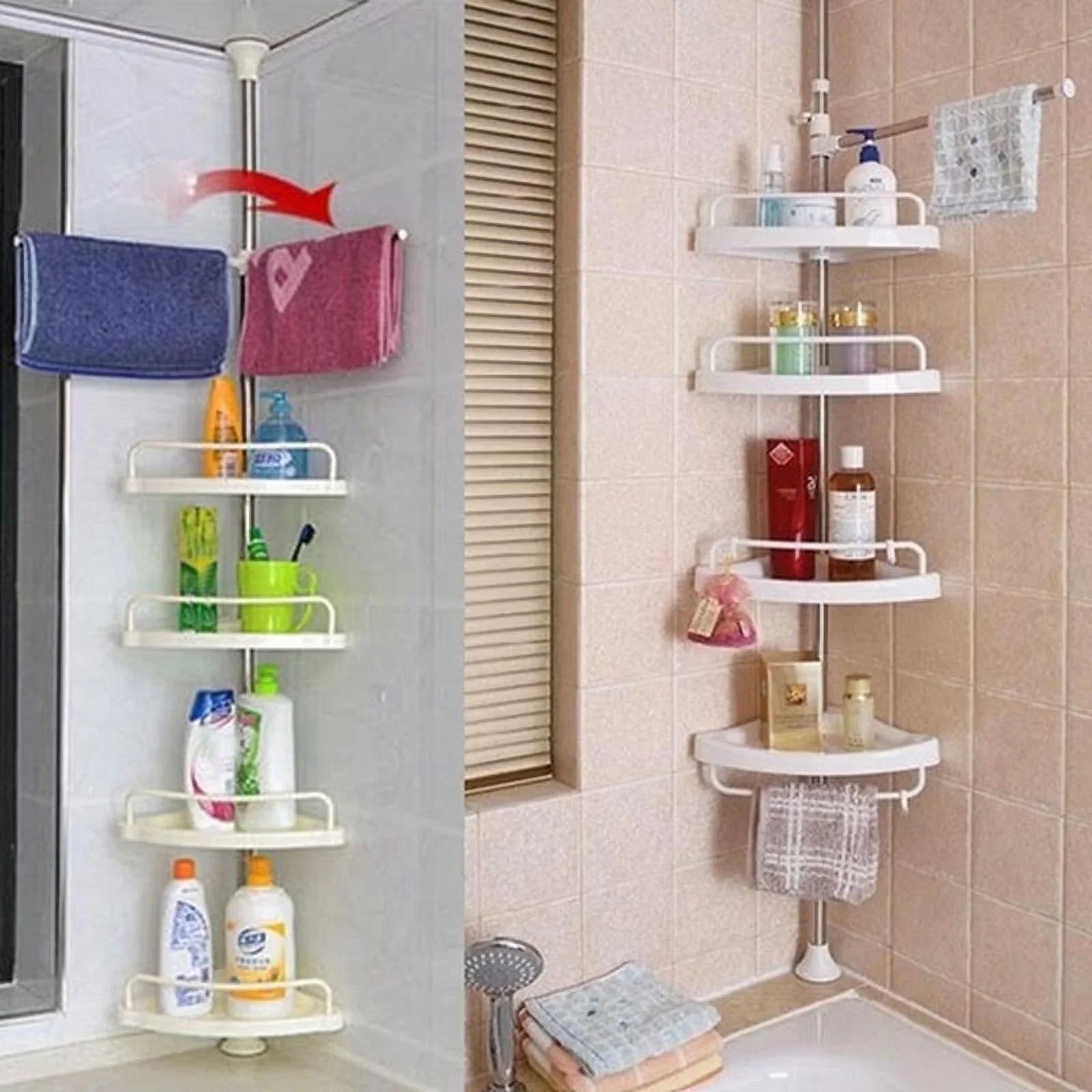 Vobor 4 Layer White Bathroom Shower Shelf Corner Organizer Shower Caddy with 4 Shelves, White