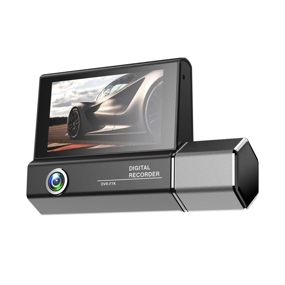 Arealer 3 Cameras Dash Cam 4in Clear Car Rearview Mirror Car Video Recording Car Recorder Auto Safety Driving Recorder