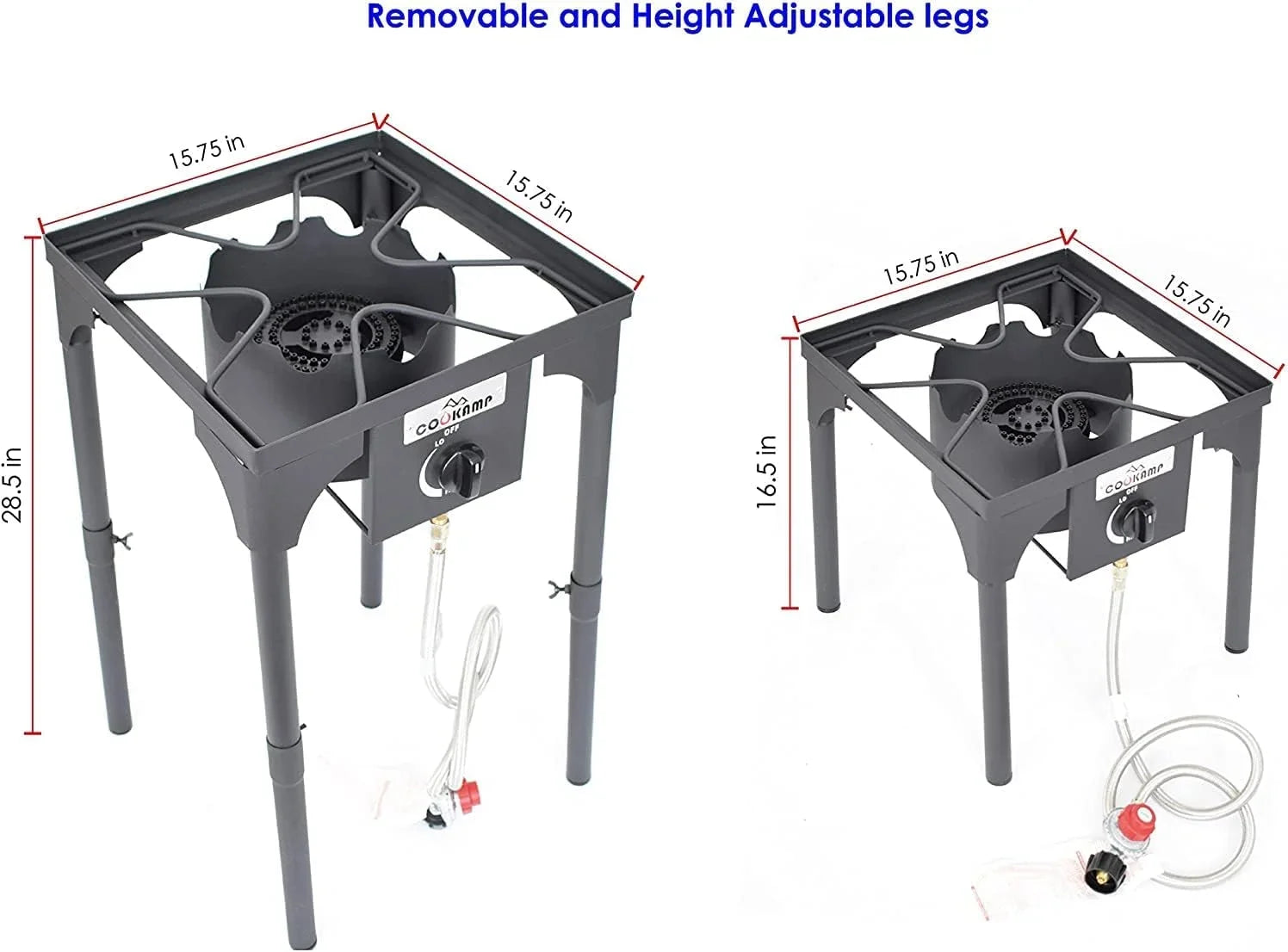 High Pressure Banjo Outdoor Camp Stove with Adjustable Height. 0-20 PSI Adjustable Regulator and Steel Braided Hose (1-Burner)