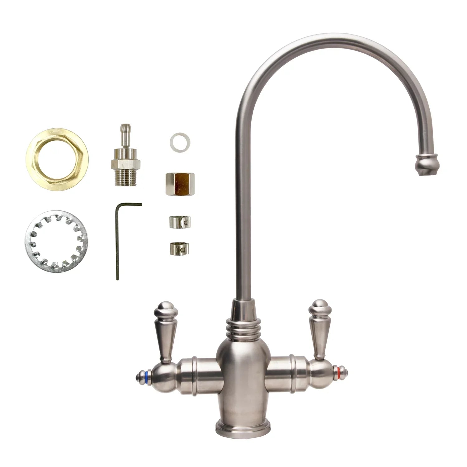 APEC Arlington 2-Handle Instant Hot and Cold Reverse Osmosis Drinking Water Dispenser Faucet in Brushed Nickel