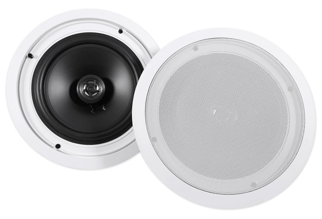 Rockville 4-Room Home Audio Kit Stereo+8 White 8" Ceiling Speakers+Wall Controls