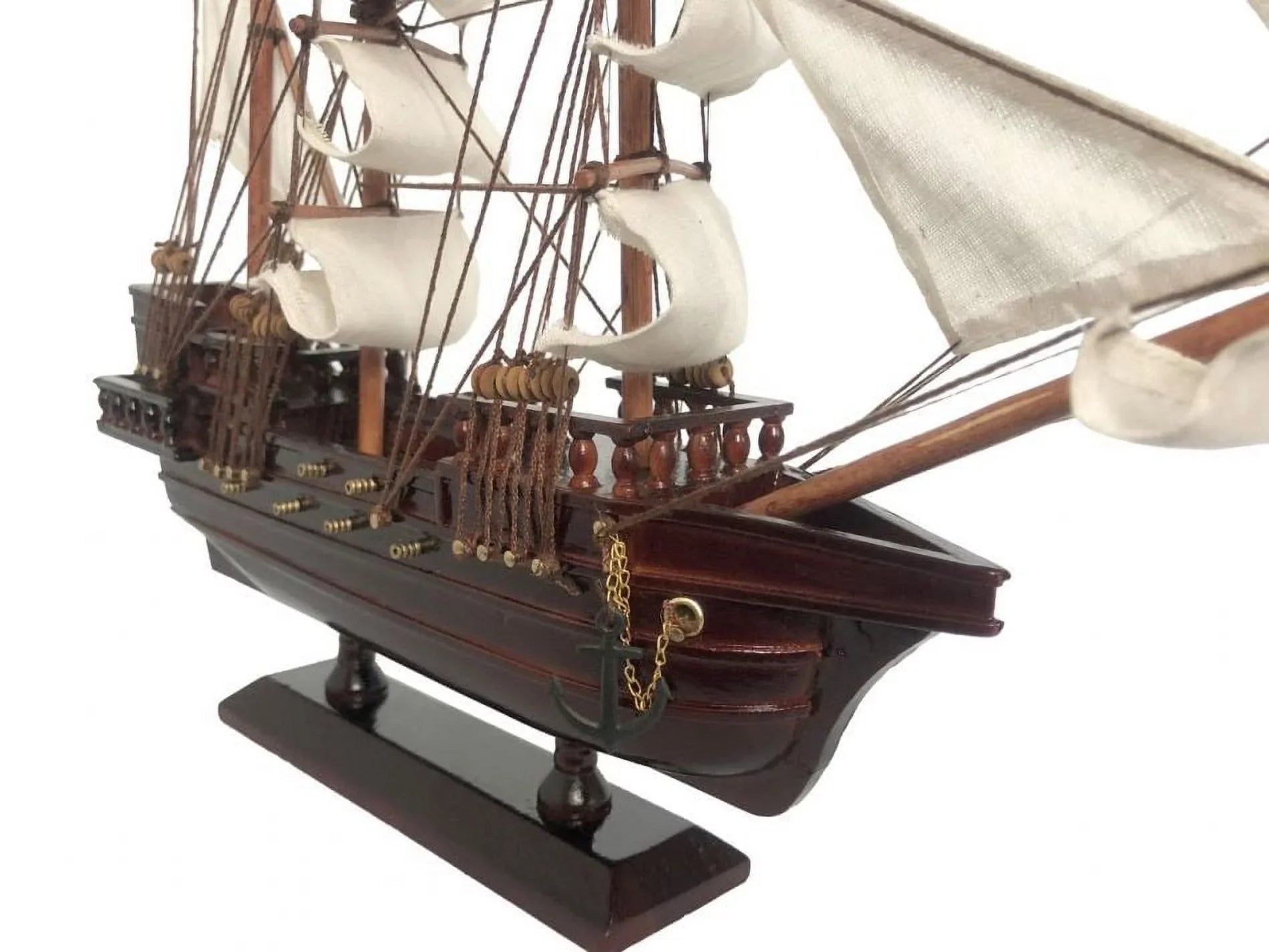 Handcrafted Model Ships 20 in. Wooden Captain Hooks Jolly Roger White Sails Pirate Ship Model from Peter Pan