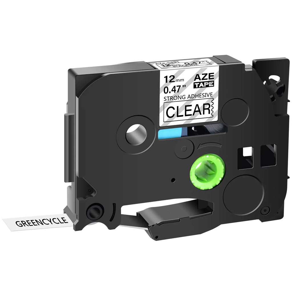 GREENCYCLE 30PK Compatible for Brother P-touch Ebony on Clear 12mm TZ TZe TZe-S131 TZ-S131 TZ-131 TZe-131 Extra Strength Laminated Label Tape