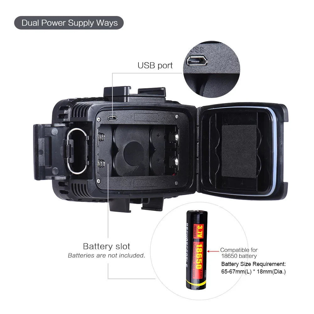 Andoer Ultra Bright 1800LM 3 Modes Waterproof Underwater 40m 5500K 60pcs Diving Fill-in Video Studio Photo for GoPro Hero 10 Yi SJCAM Action Cam & for DSLR w/ Hot Shoe Mount + 3 * Filte