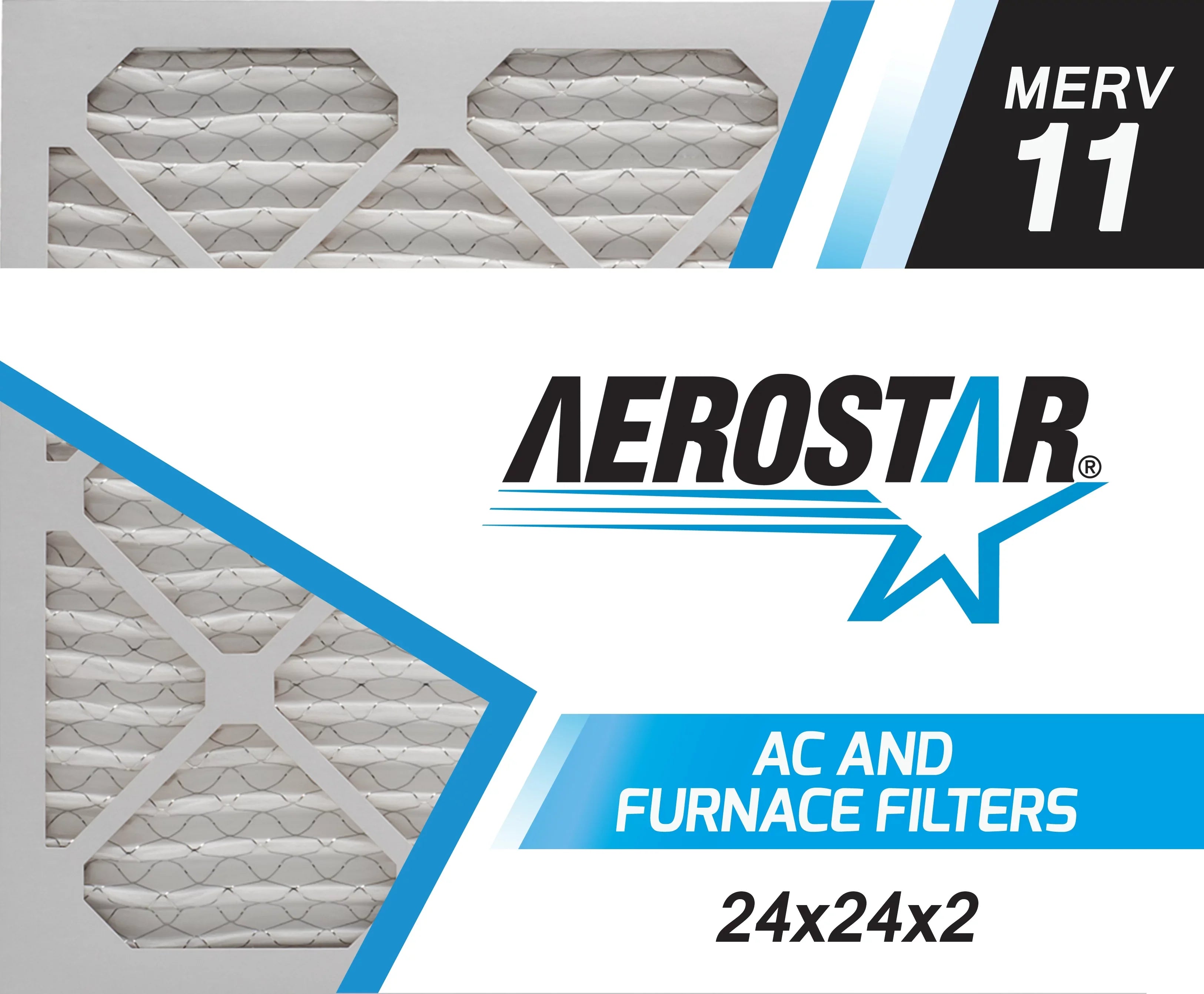 Aerostar 24x24x2 MERV 11, Air Filter, 24x24x2, Box of 4