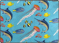 Bestwell Mass Soft Area Rugs Sea Fish Jellyfish Marlin Floor Mat for Kids Playing Room Hardwood Floor Living Room 80 x 58 inch（6'8" x 4'10"） Nursery Rugs Home Decor Gift