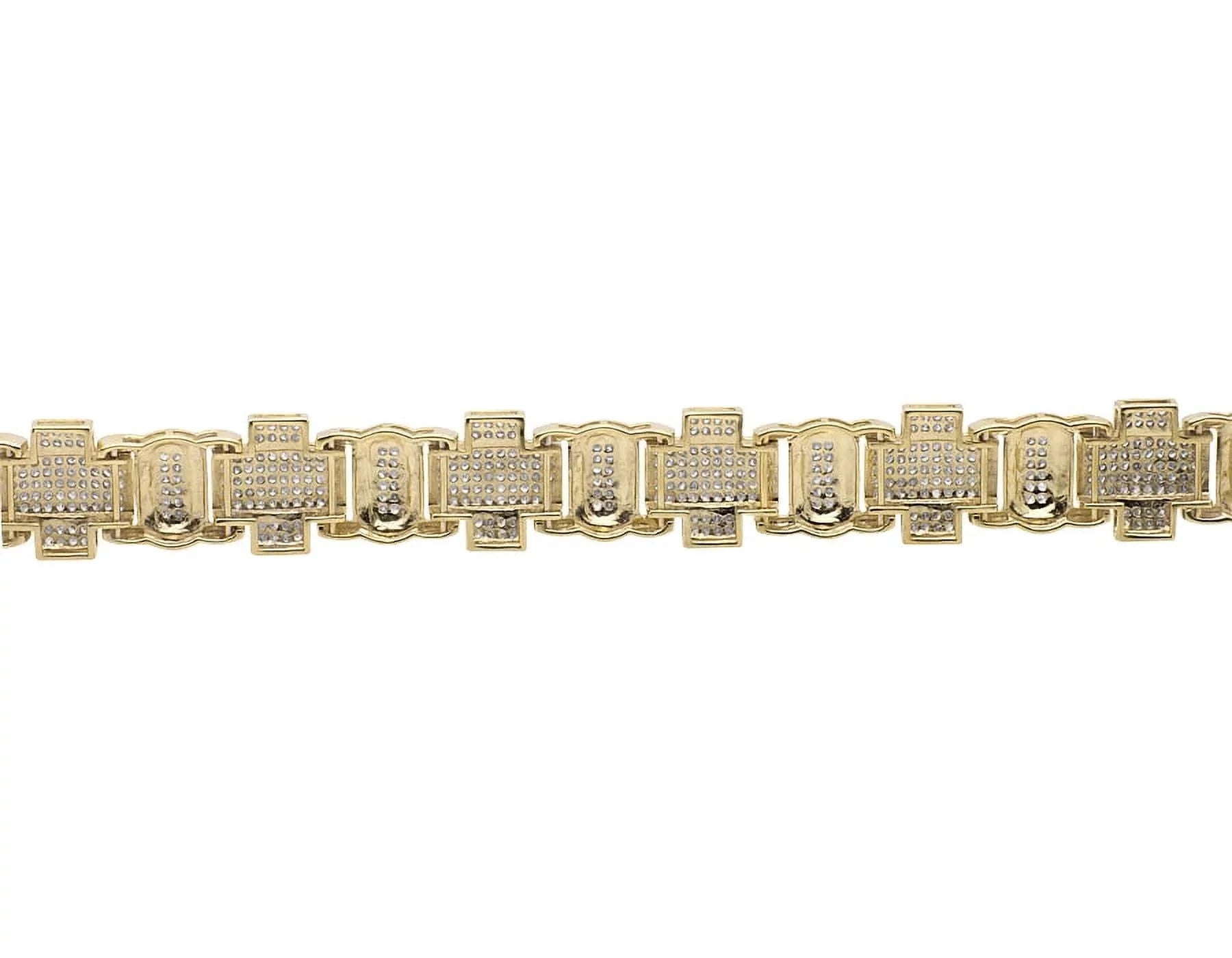 Men's 10K Yellow Gold Pave Genuine Diamond Cross Link Statement Bracelet 8" 4.5ct