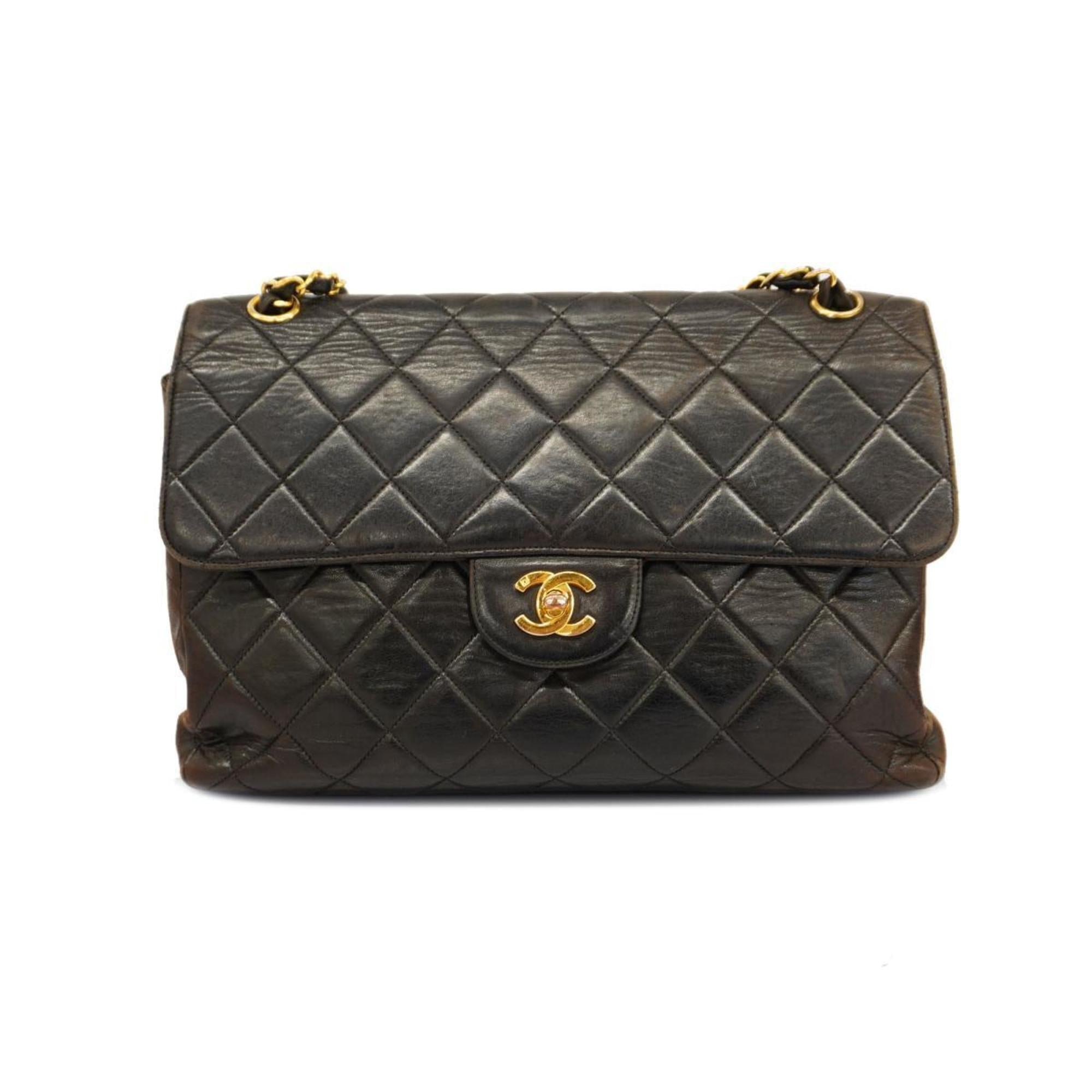 Pre-Owned Chanel Shoulder Bag Matelasse Double Face W Chain Lambskin Dark Women's (Good)