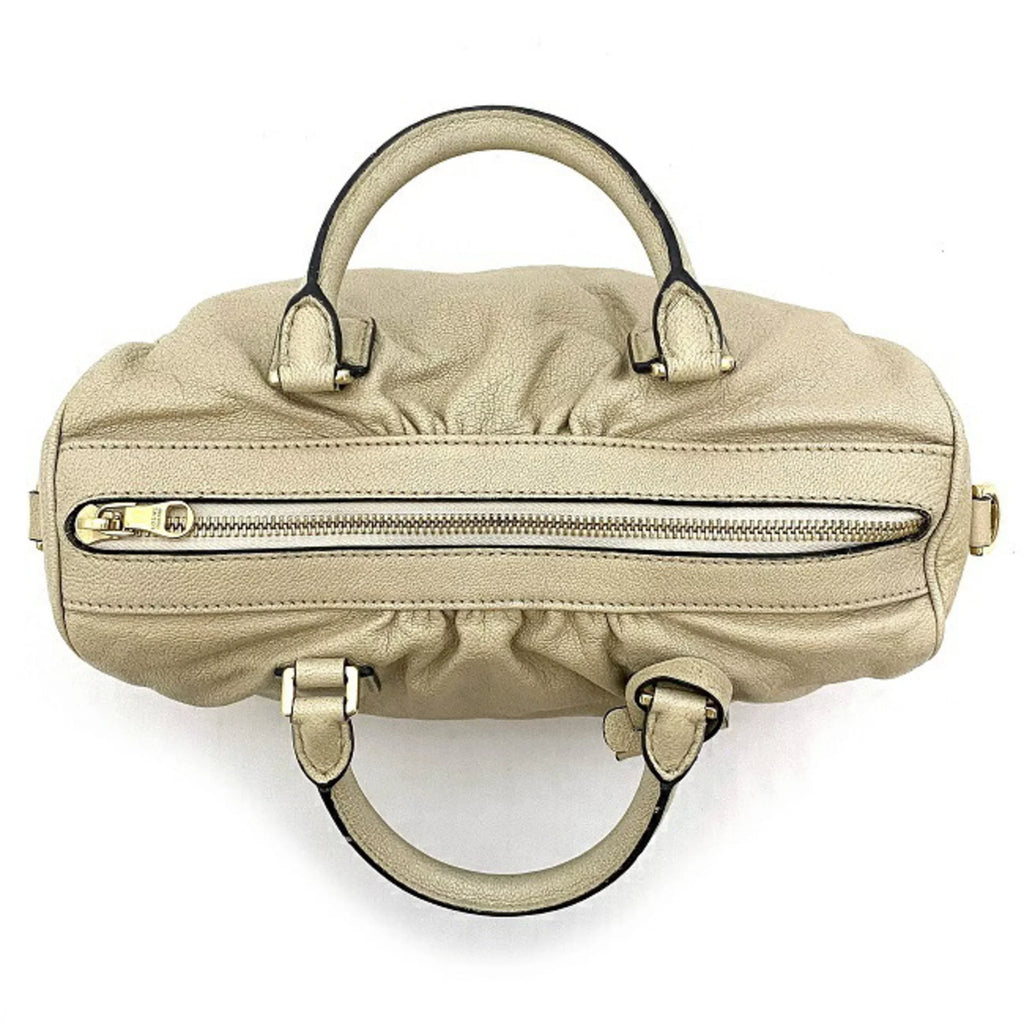 Pre-Owned Loewe 2way Gold Lame Anagram Leather LOEWE Boston Handbag Champagne Women's (Good)