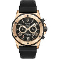 Men's Gold Tone Stainless Steel Marine Star Jet Dial Rubber Strap Chronograph - Ebony