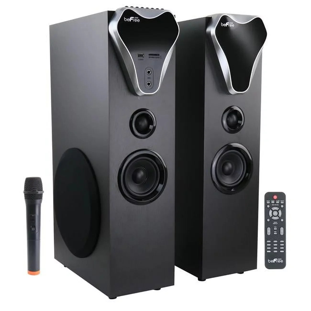 beFree Sound 2.1 Channel Bluetooth Tower Speakers with Optical Input, Dark