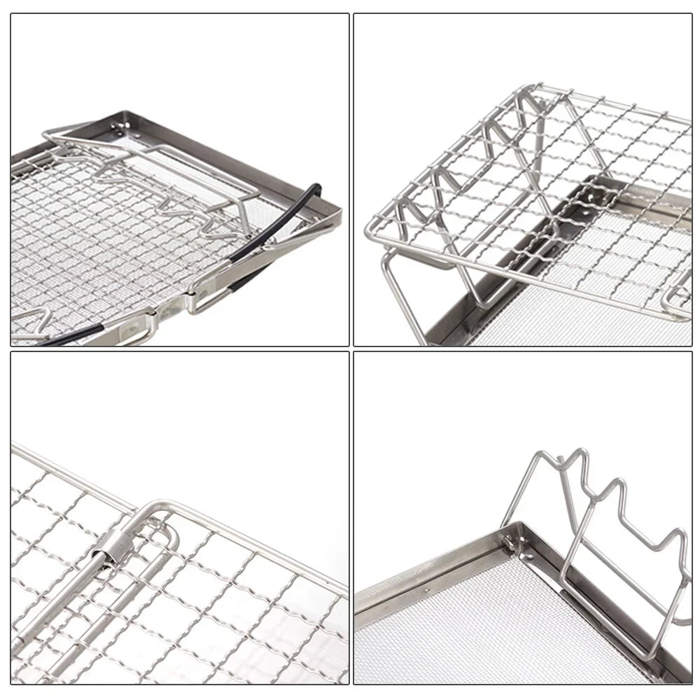 FlyFlise Folding Camp Stove Toaster Stainless Steel Bread Toaster Rack for Camping Backpacking Picnic