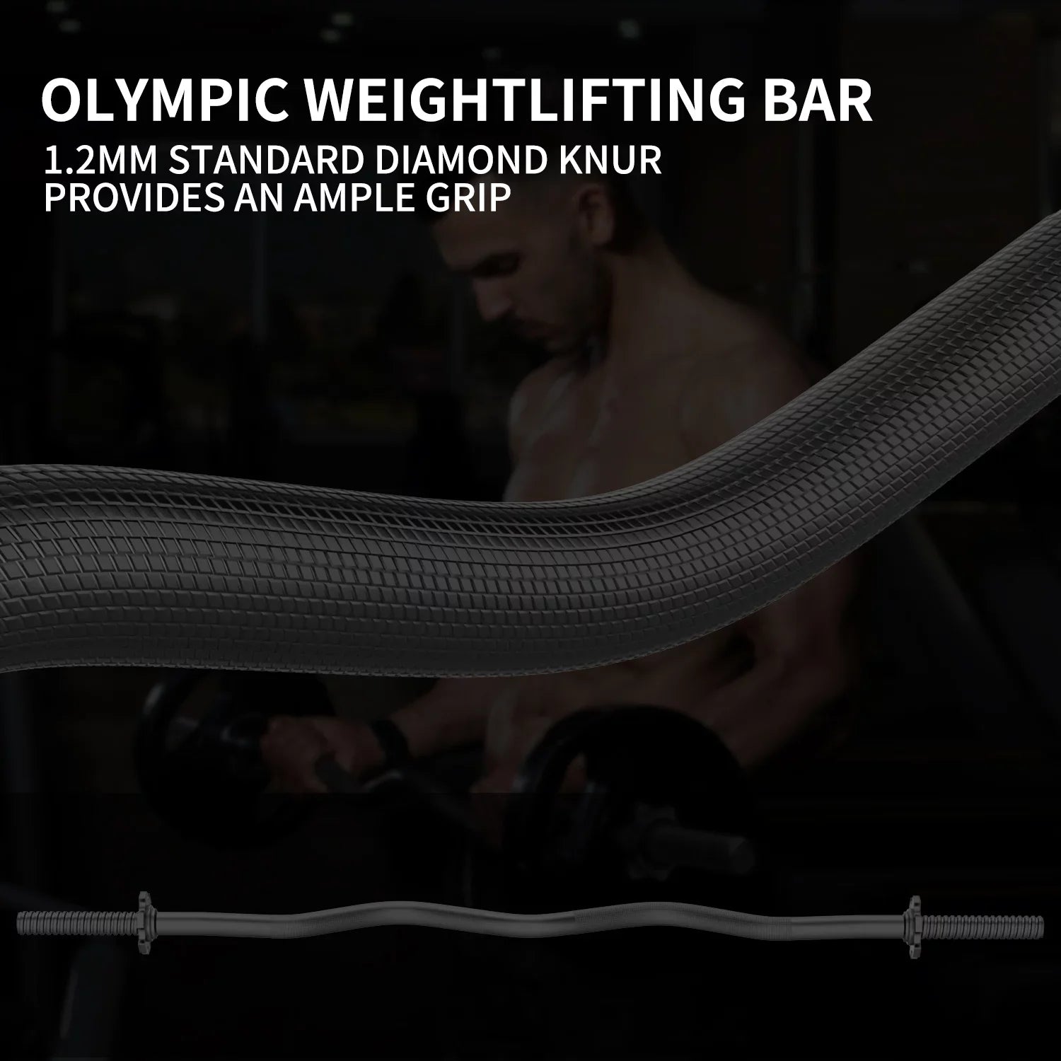 FIXTECH 47'' Olympic Curl Bar with Collars for All Standard Plates, 220-Pound Capacity, Jet