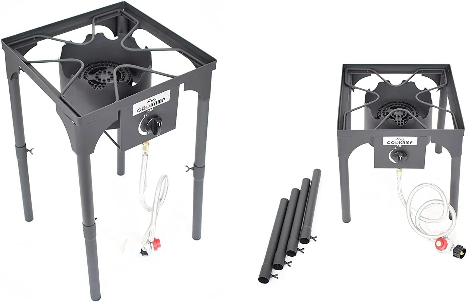 High Pressure Banjo Outdoor Camp Stove with Adjustable Height. 0-20 PSI Adjustable Regulator and Steel Braided Hose (1-Burner)