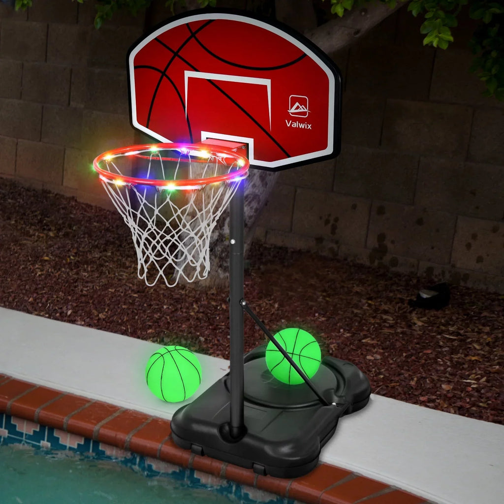 Valwix Swimming Pool Basketball Hoop 45"-59" Adjustable Height With 2 Balls And Pump