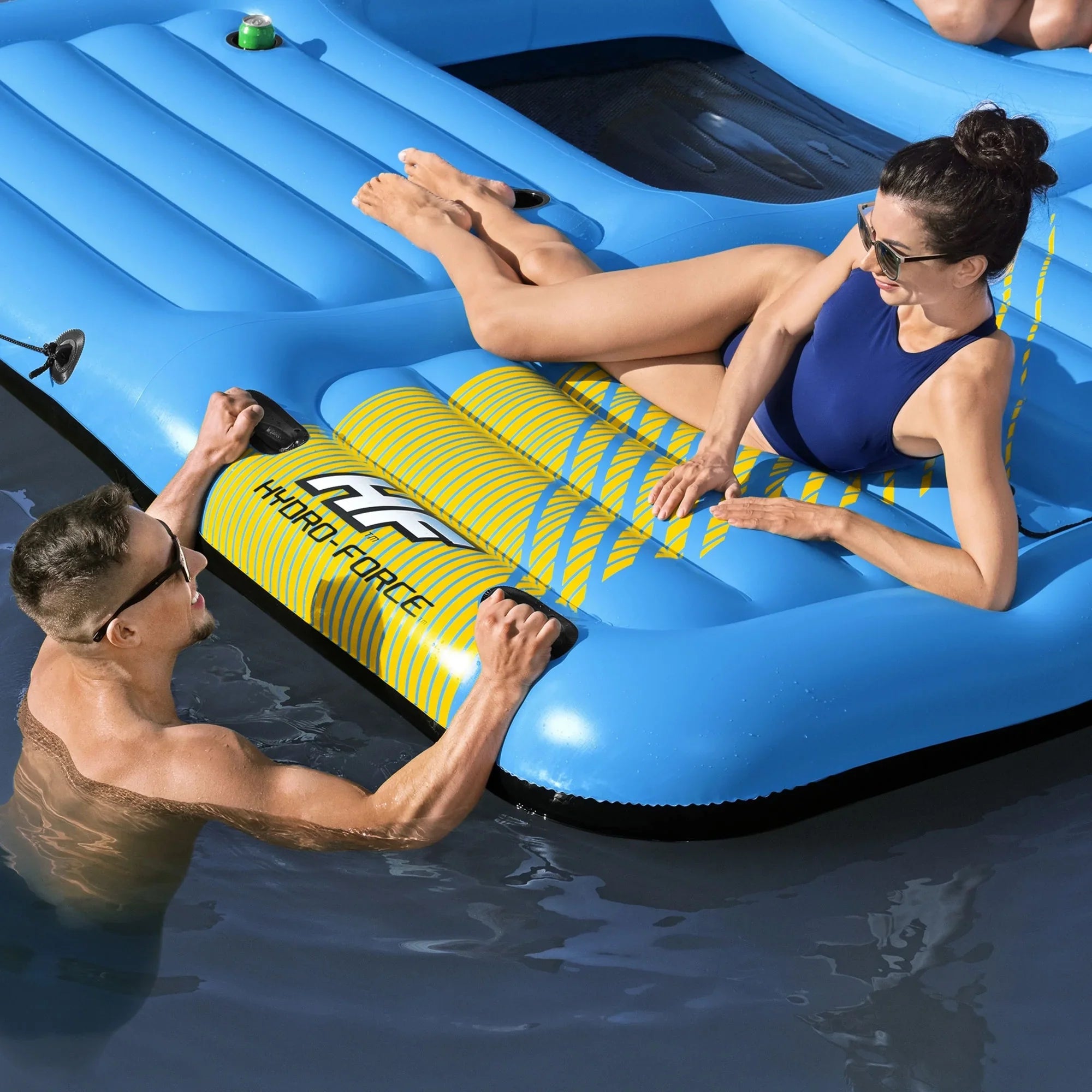 Bestway Hydro Force Summer Slide 5 Person Inflatable Activity Island, Blue