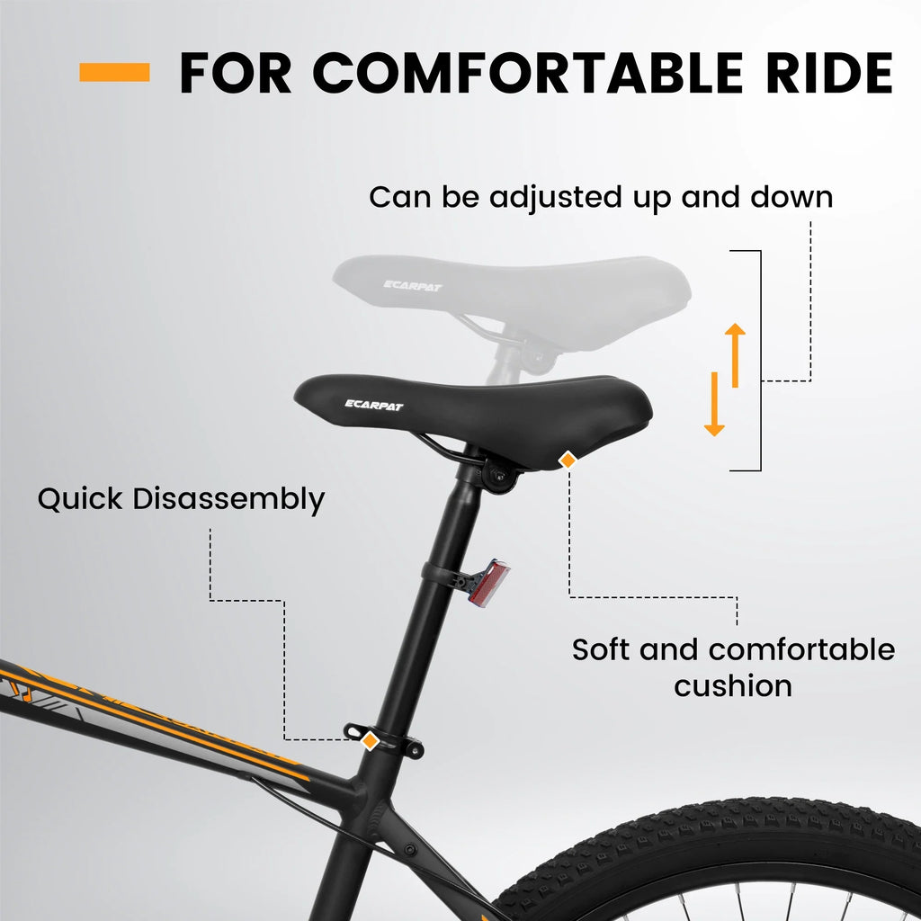 Ecarpat 26 inch mountain bike adult aluminum frame shock absorbing front fork bike 21-speed disc brake, Jet orange.