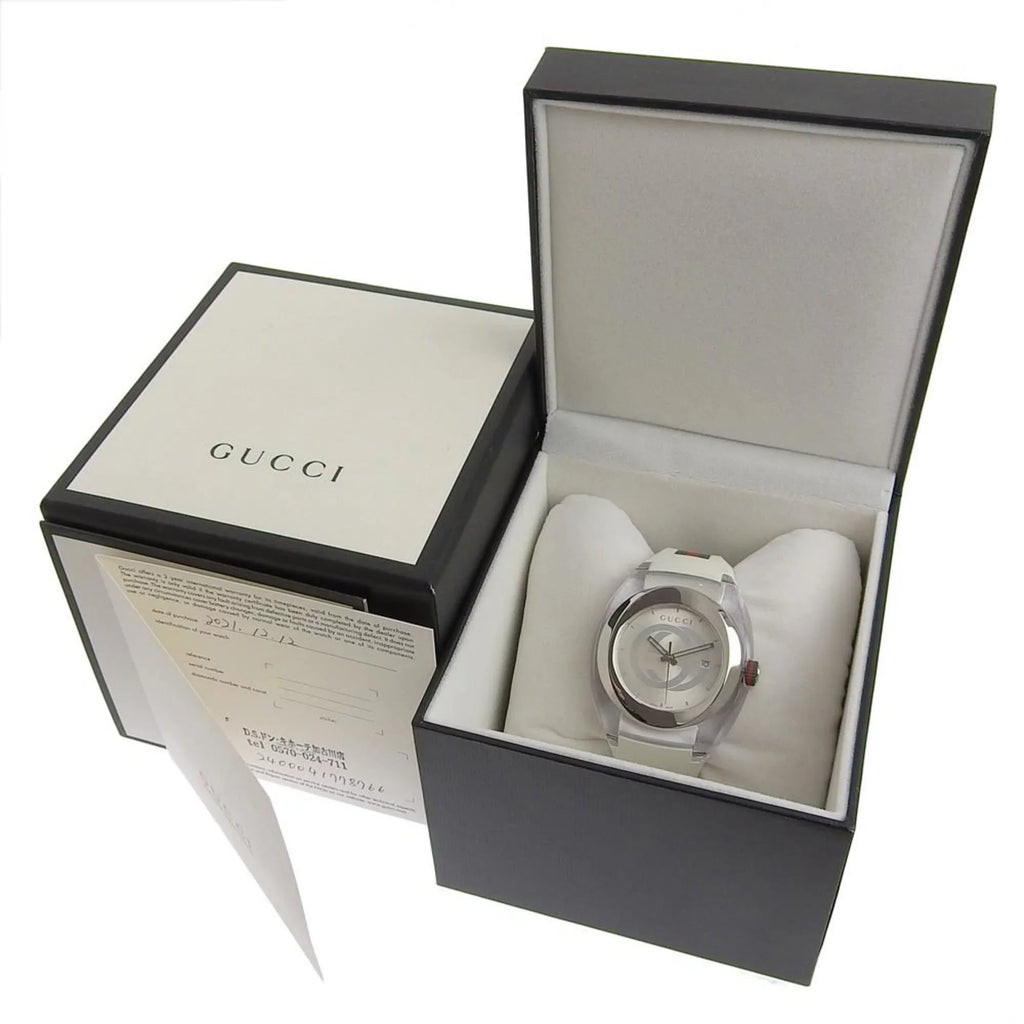 Authenticated Used Gucci Sink 137.1 Stainless Steel x Rubber Quartz Analog Display Men's Silver Dial Watch
