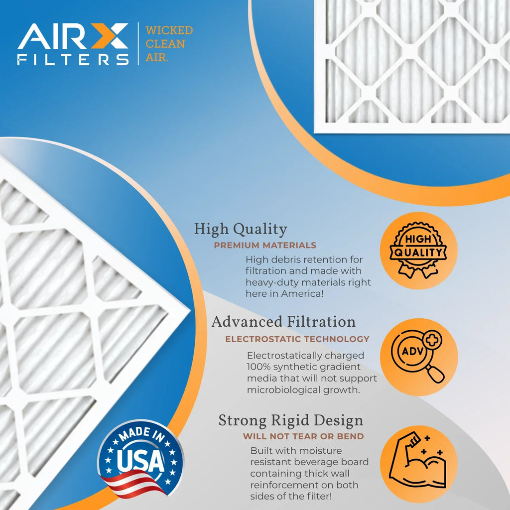 18x24x1 Air Filter MERV 13 Comparable to MPR 1500 - 2200 & FPR 9 Electrostatic Pleated Air Conditioner Filter 6 Pack HVAC AC Premium USA Made 18x24x1 Furnace Filters by AIRX FILTERS WICKED CLEAN AIR.