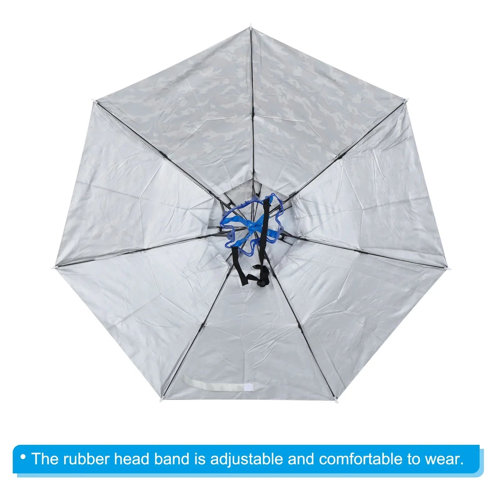 Uxcell OD 37.4" Umbrella Hat, Oxford Fabric Folding Double Layer Sun Rain Cap with Head Strip, Camo