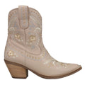 Dingo Womens Primrose Embroidered Floral Snip Toe Casual Boots Ankle Mid Heel 2-3"