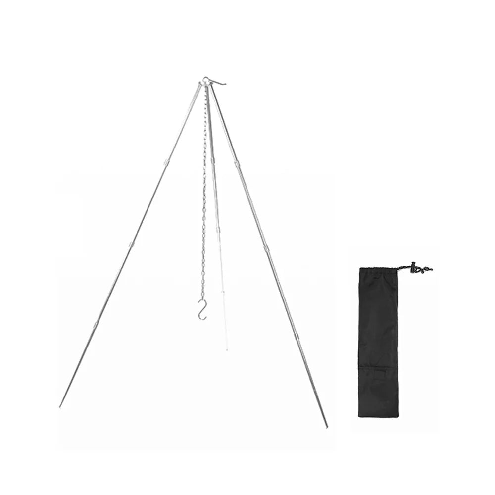 walmeck Detachable Campfire Tripod Bonfire Rack - Portable Aluminum Alloy Folding Bracket for Camping Picnic BBQ