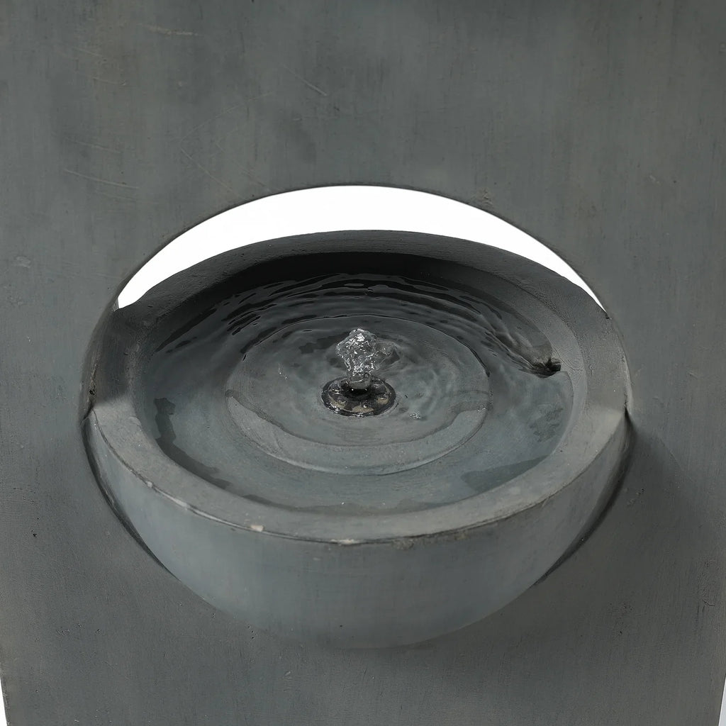 HomeStock Vintage Visions Gray Cement Column Two Tier Bowl Bubbler Outdoor Fountain