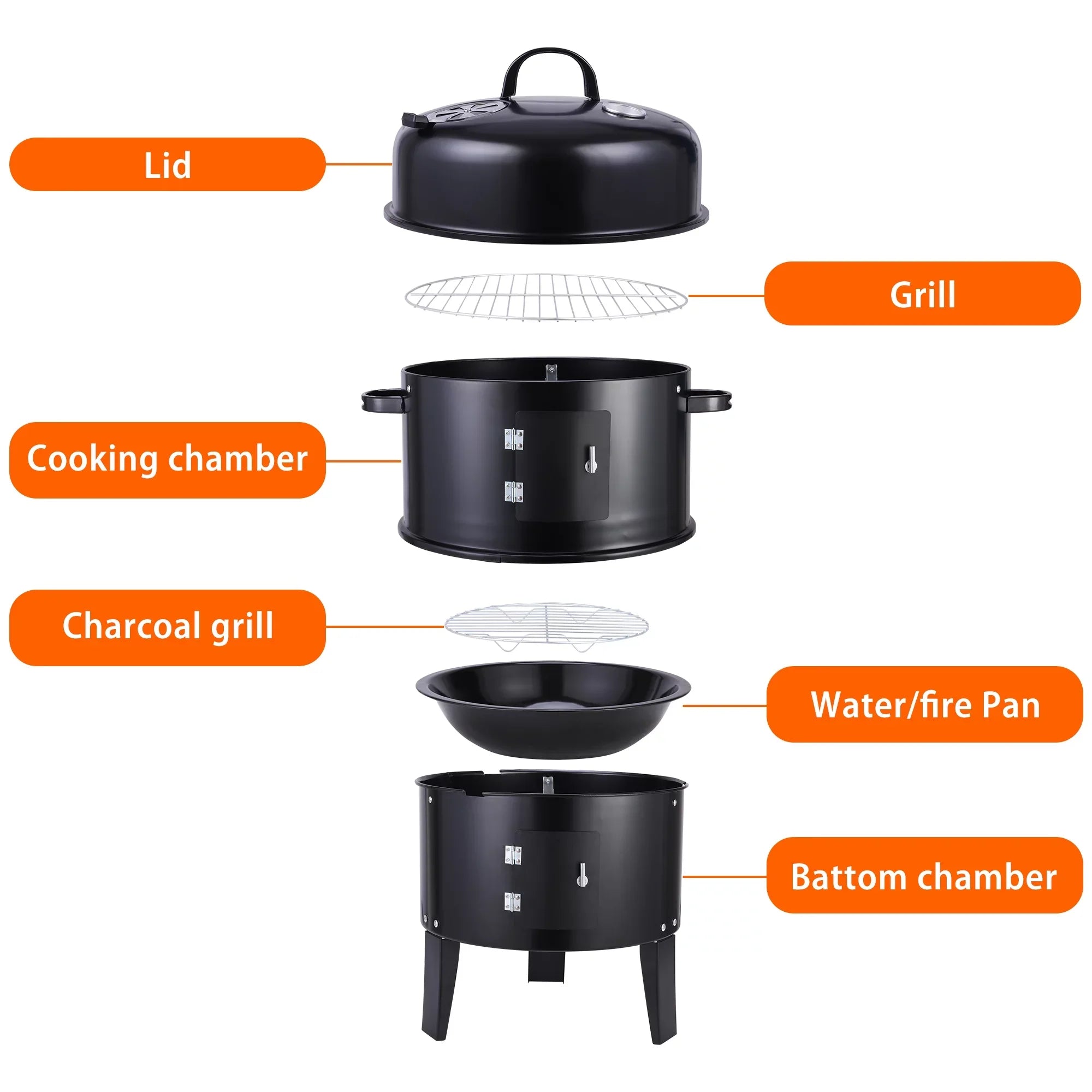 Portable Outdoor Charcoal Grill BBQ Charcoal Grill for Backyard Cooking Camping Picnics Garden Beach