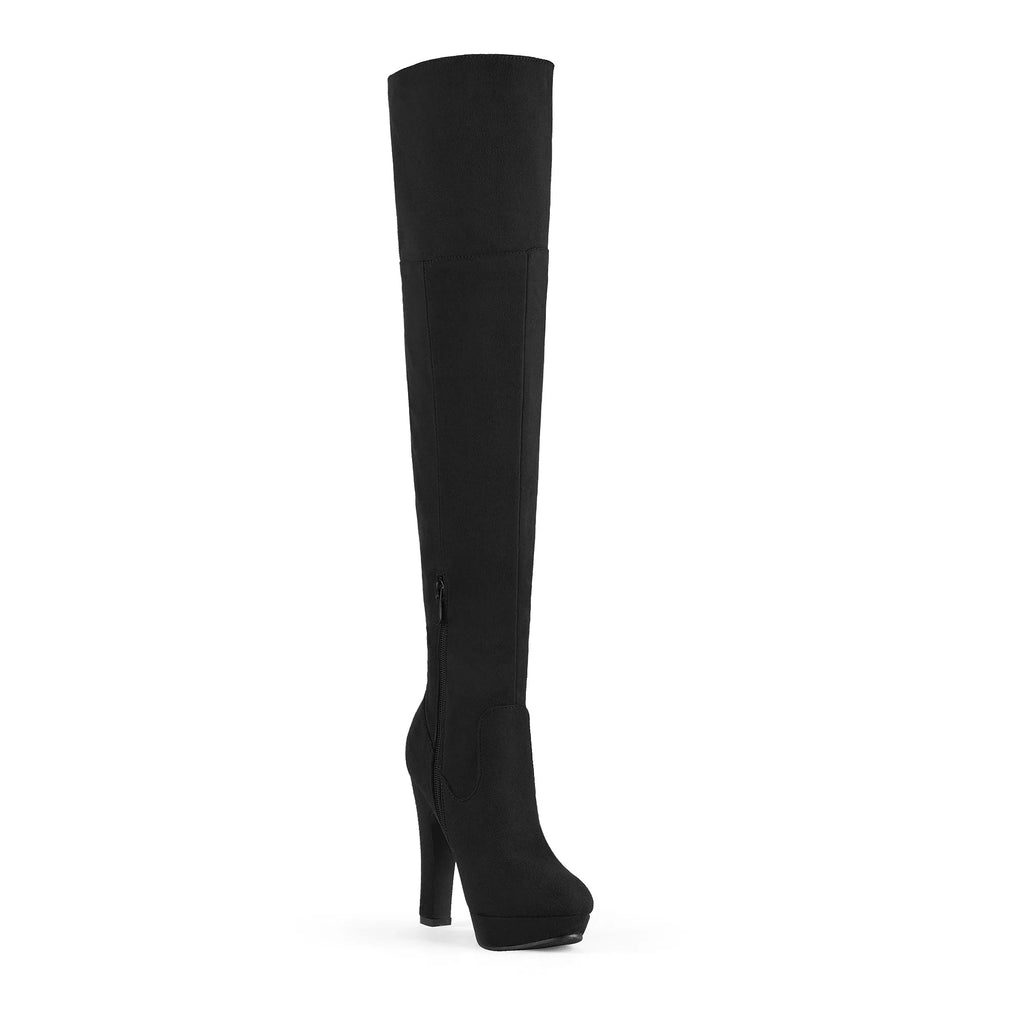 DREAM PAIRS Women's Fashion Thigh High Chunky Heel Platform Over The Knee Boots HIGLAT Ebony Size 7.5