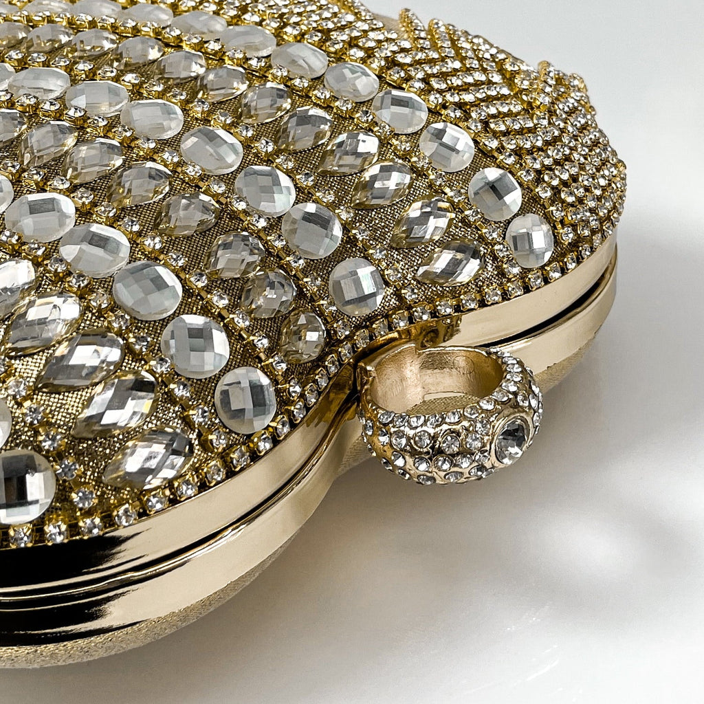 Geiomoo Heart Shape Tassel Evening Clutch Bag, Women Luxury Rhinestones Purse Handbag for Wedding Party