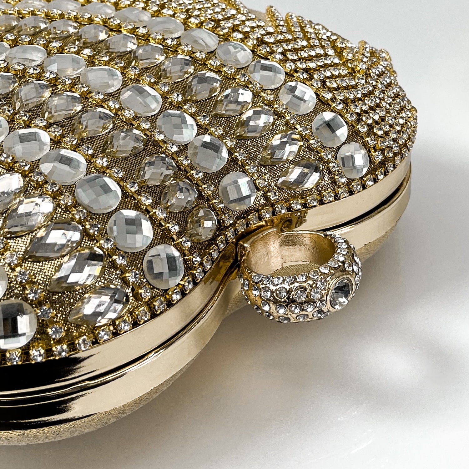 Geiomoo Heart Shape Tassel Evening Clutch Bag, Women Luxury Rhinestones Purse Handbag for Wedding Party